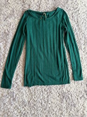 Anthropologie | Teal Ribbed Boatneck Tunic | XS
